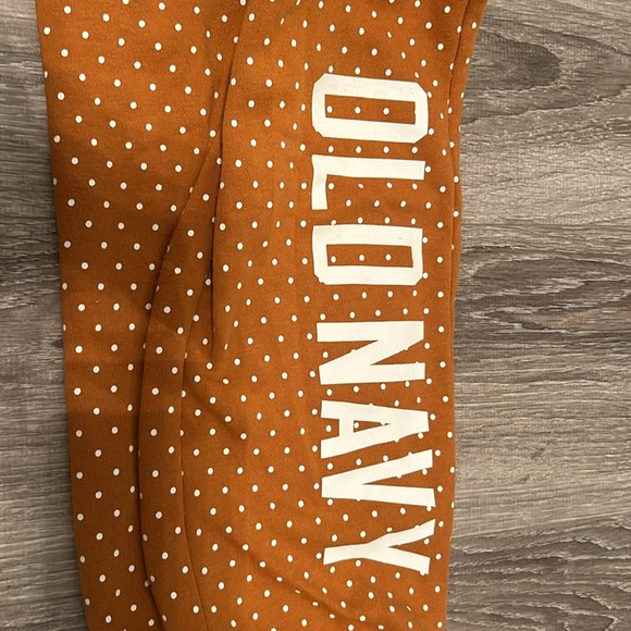 Old navy sweat pants, orange with white polka dots, girls size XL (14) - Picture 4 of 4